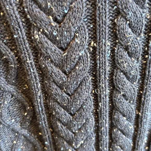 LL Bean Sweater Mens XL Regular Blue Fisherman Crewneck Cable Knit Organic